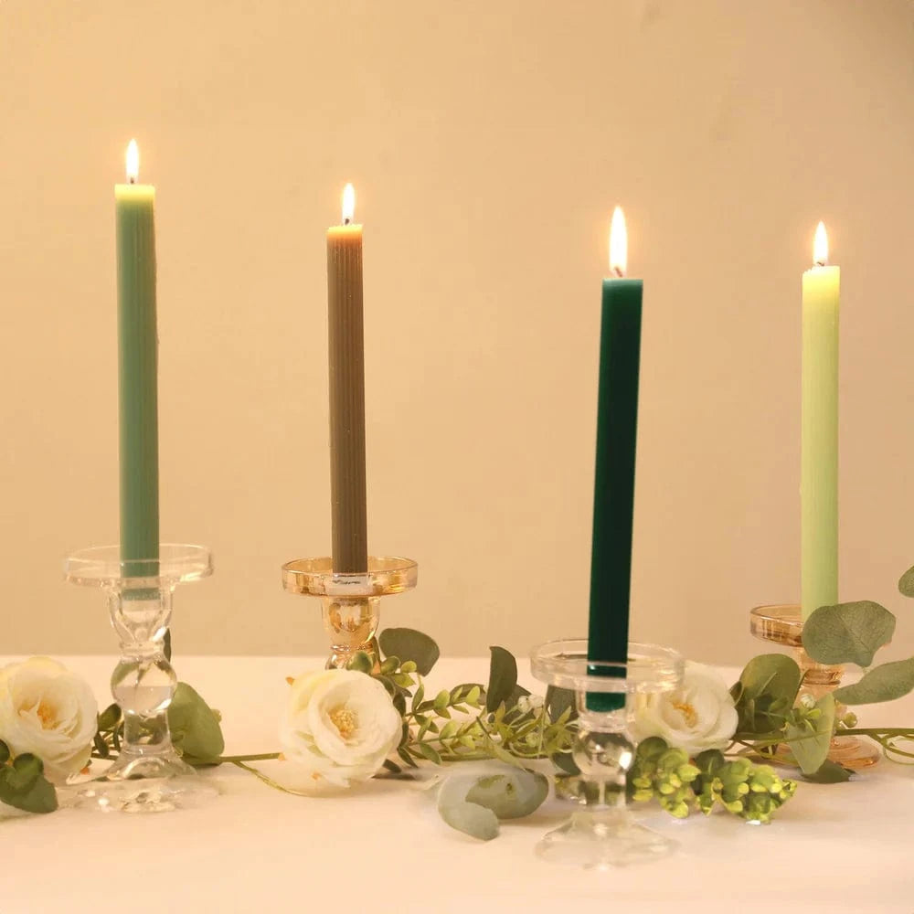 5 Unscented 9 in Premium Wax Taper Candles with Ribbed Design