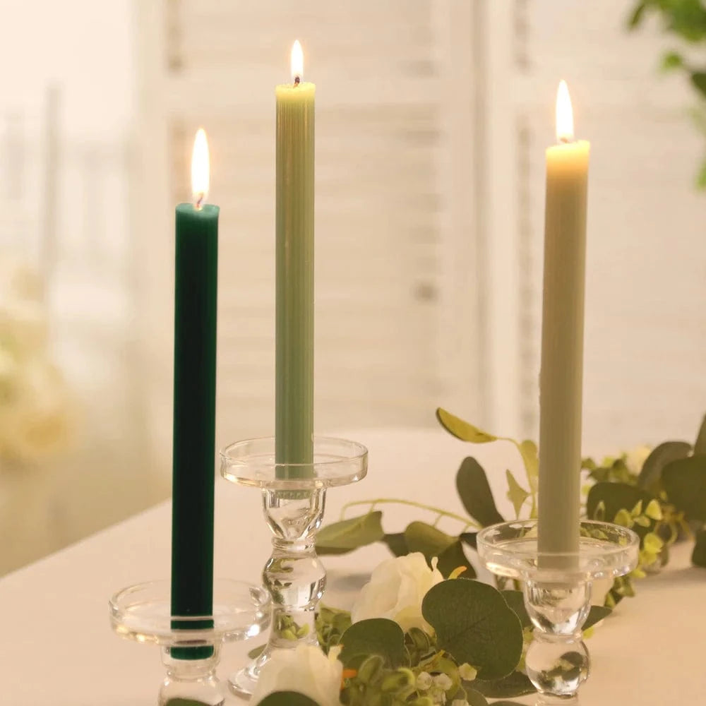 5 Unscented 9 in Premium Wax Taper Candles with Ribbed Design