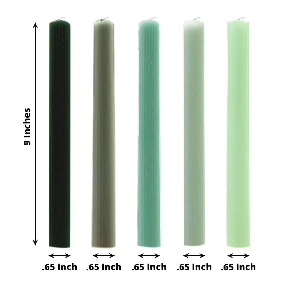 5 Unscented 9 in Premium Wax Taper Candles with Ribbed Design
