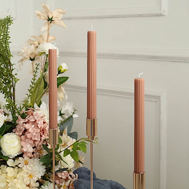 5 Unscented 9 in Premium Wax Taper Candles with Ribbed Design