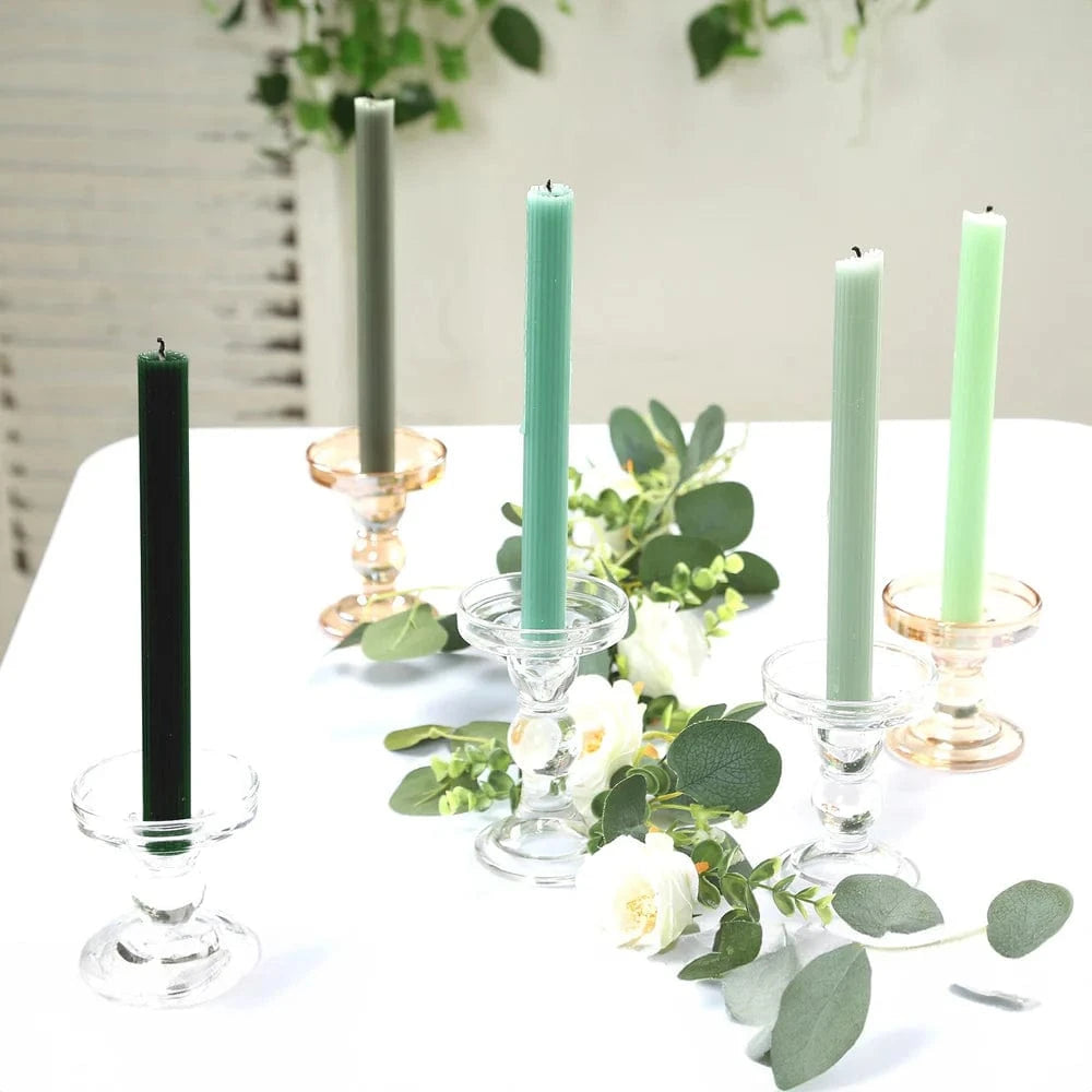 5 Unscented 9 in Premium Wax Taper Candles with Ribbed Design