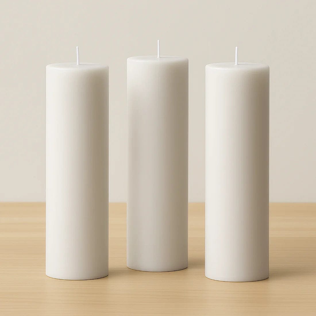 6 Dripless 3x12 in Round Unscented Pillar Candles