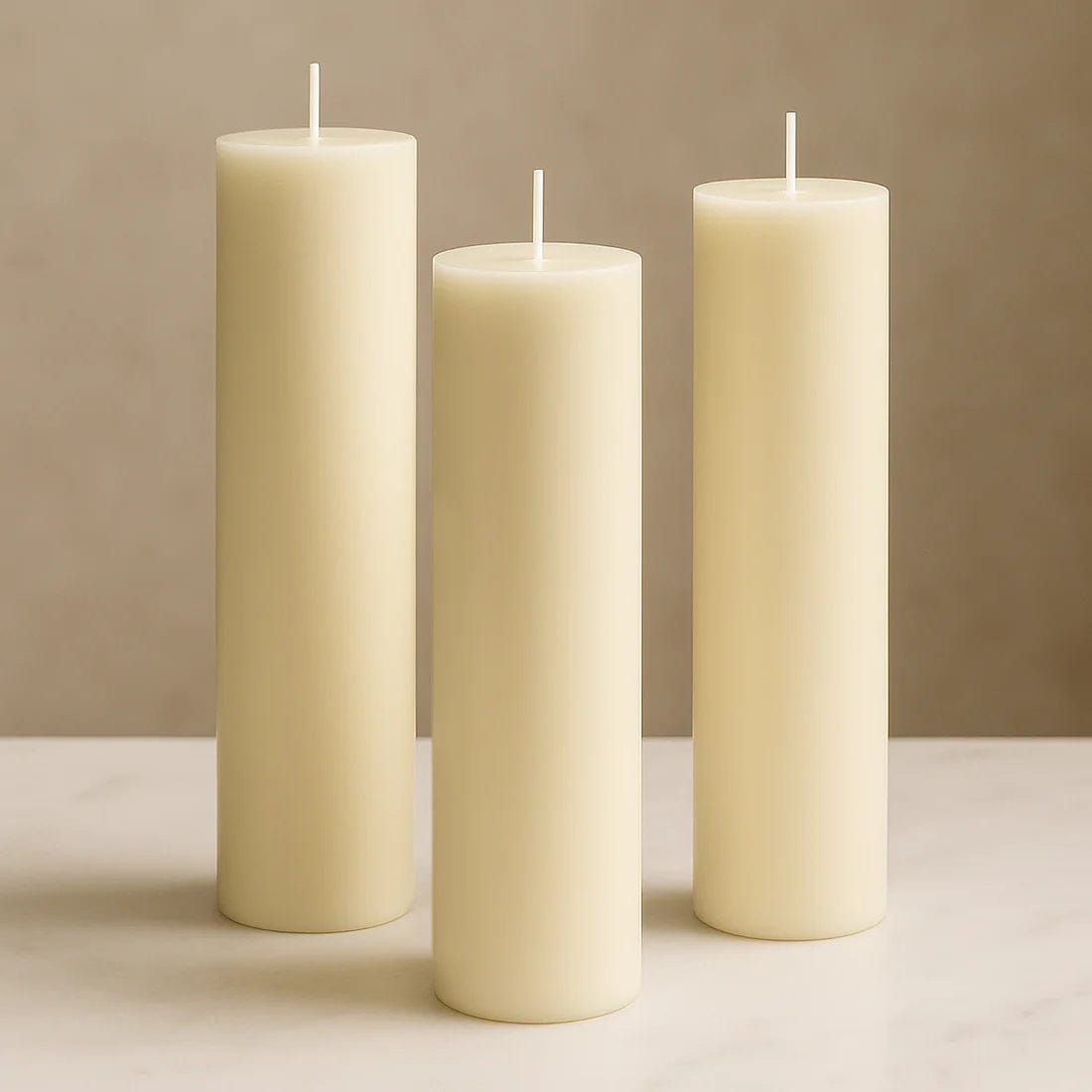 6 Dripless 3x12 in Round Unscented Pillar Candles