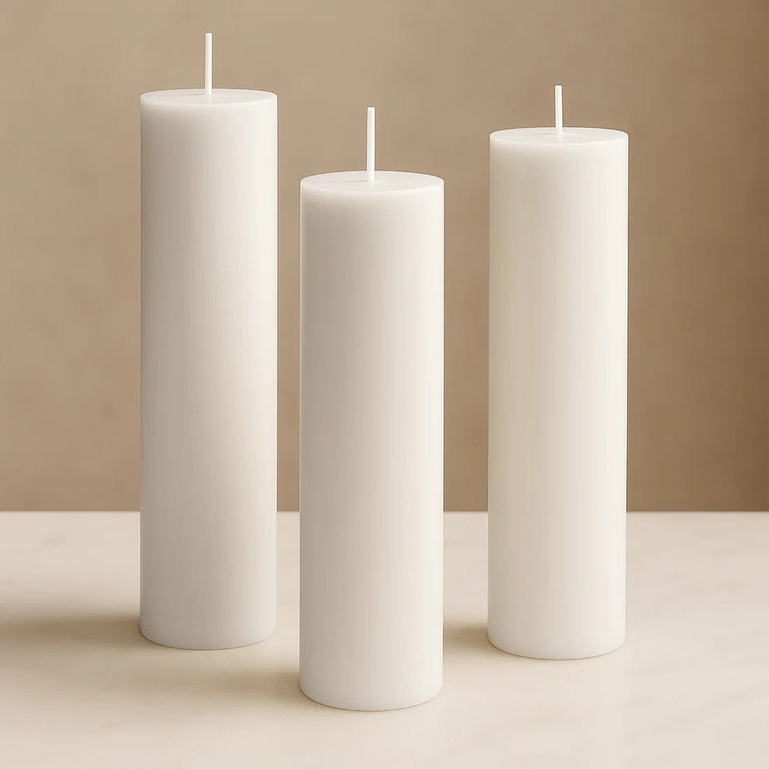 6 Dripless 3x12 in Round Unscented Pillar Candles