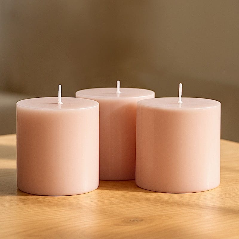 6 Dripless 3x3 in Round Unscented Pillar Candles