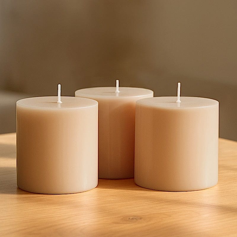 6 Dripless 3x3 in Round Unscented Pillar Candles
