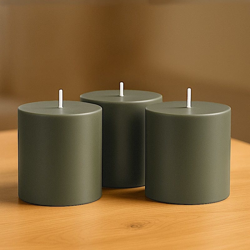 6 Dripless 3x3 in Round Unscented Pillar Candles
