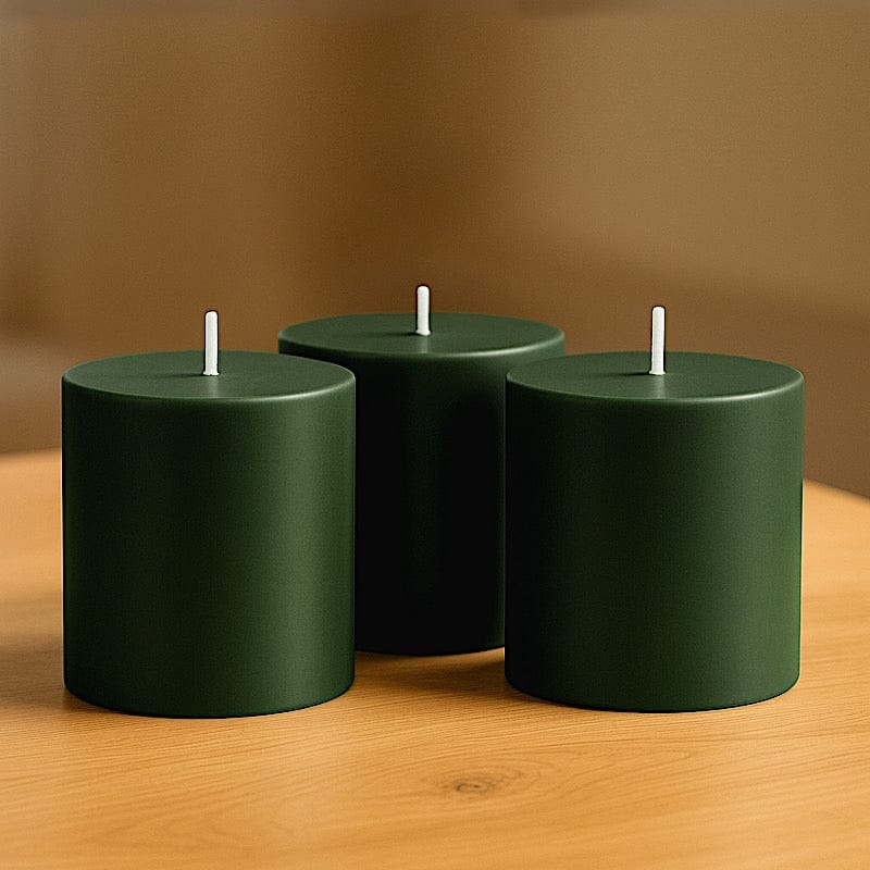 6 Dripless 3x3 in Round Unscented Pillar Candles