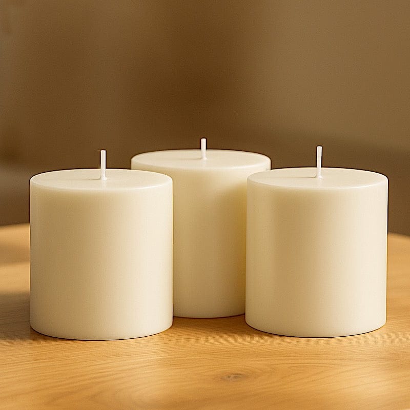 6 Dripless 3x3 in Round Unscented Pillar Candles