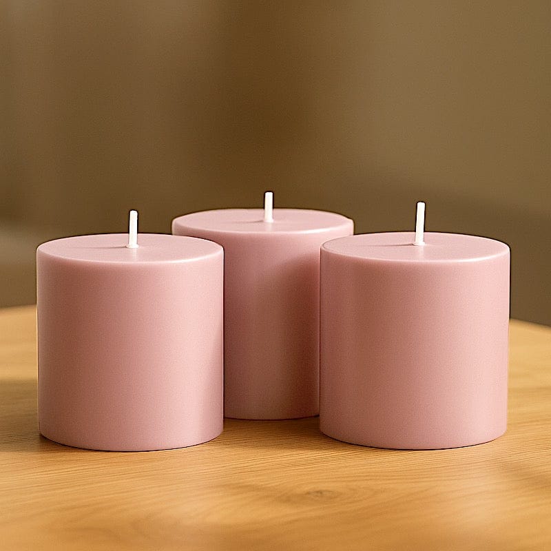 6 Dripless 3x3 in Round Unscented Pillar Candles
