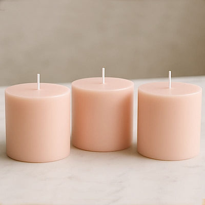 6 Dripless 3x3 in Round Unscented Pillar Candles