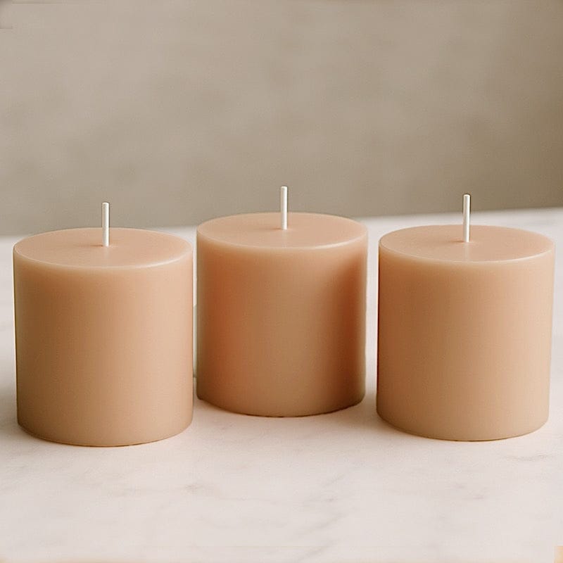 6 Dripless 3x3 in Round Unscented Pillar Candles