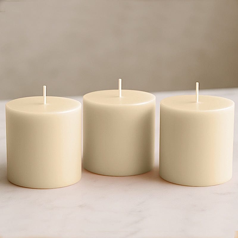 6 Dripless 3x3 in Round Unscented Pillar Candles