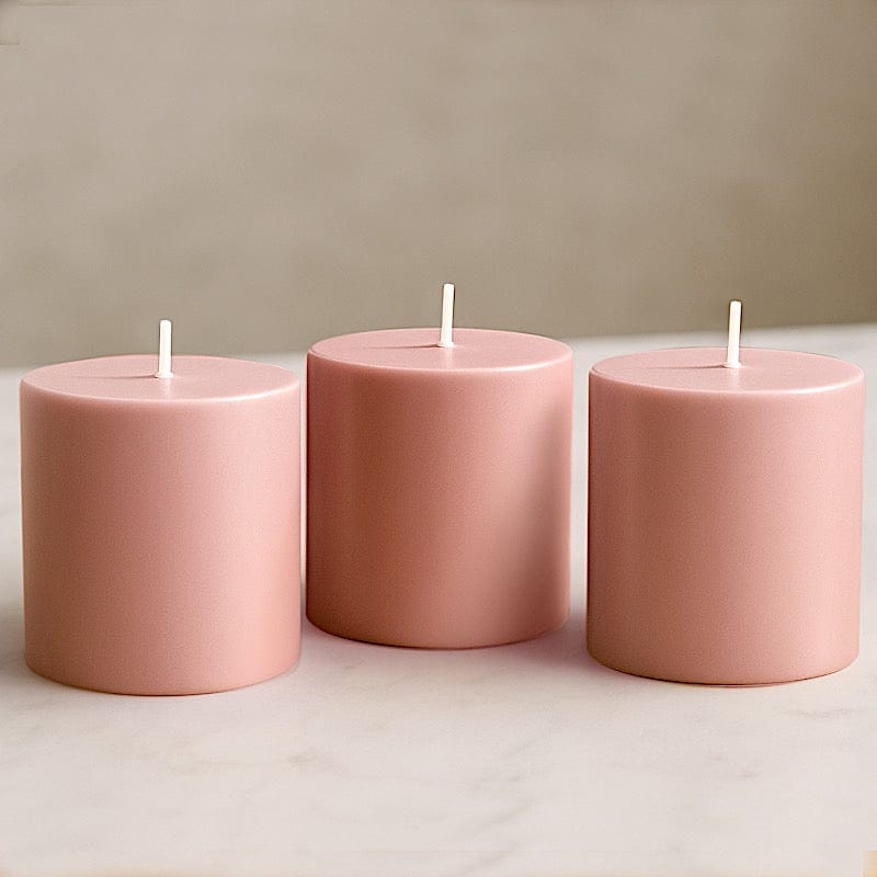 6 Dripless 3x3 in Round Unscented Pillar Candles