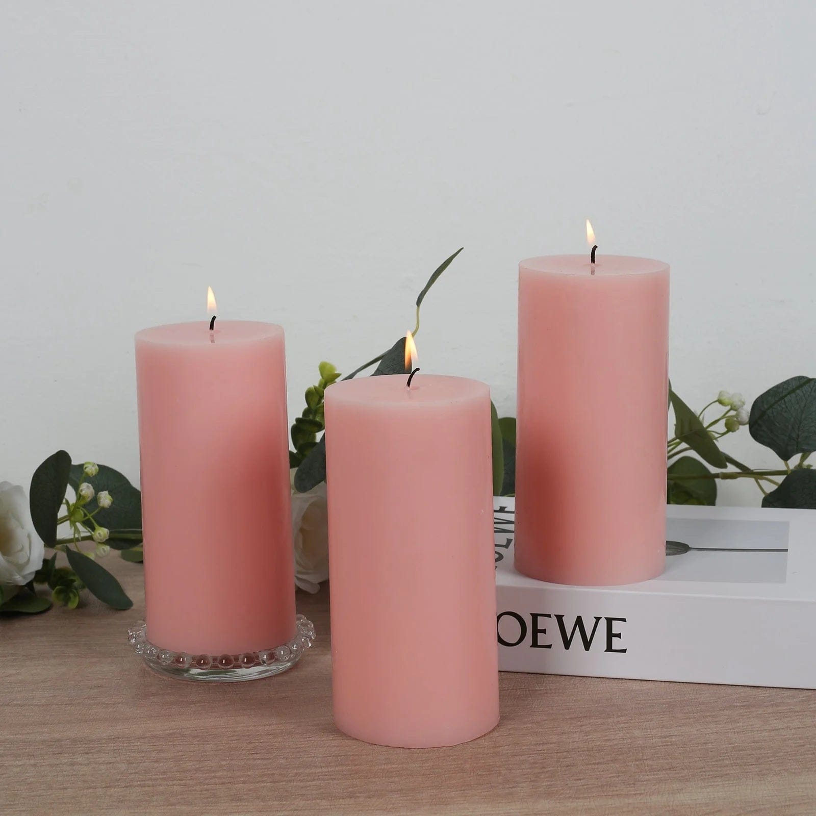 6 Dripless 3x6 in Round Unscented Pillar Candles