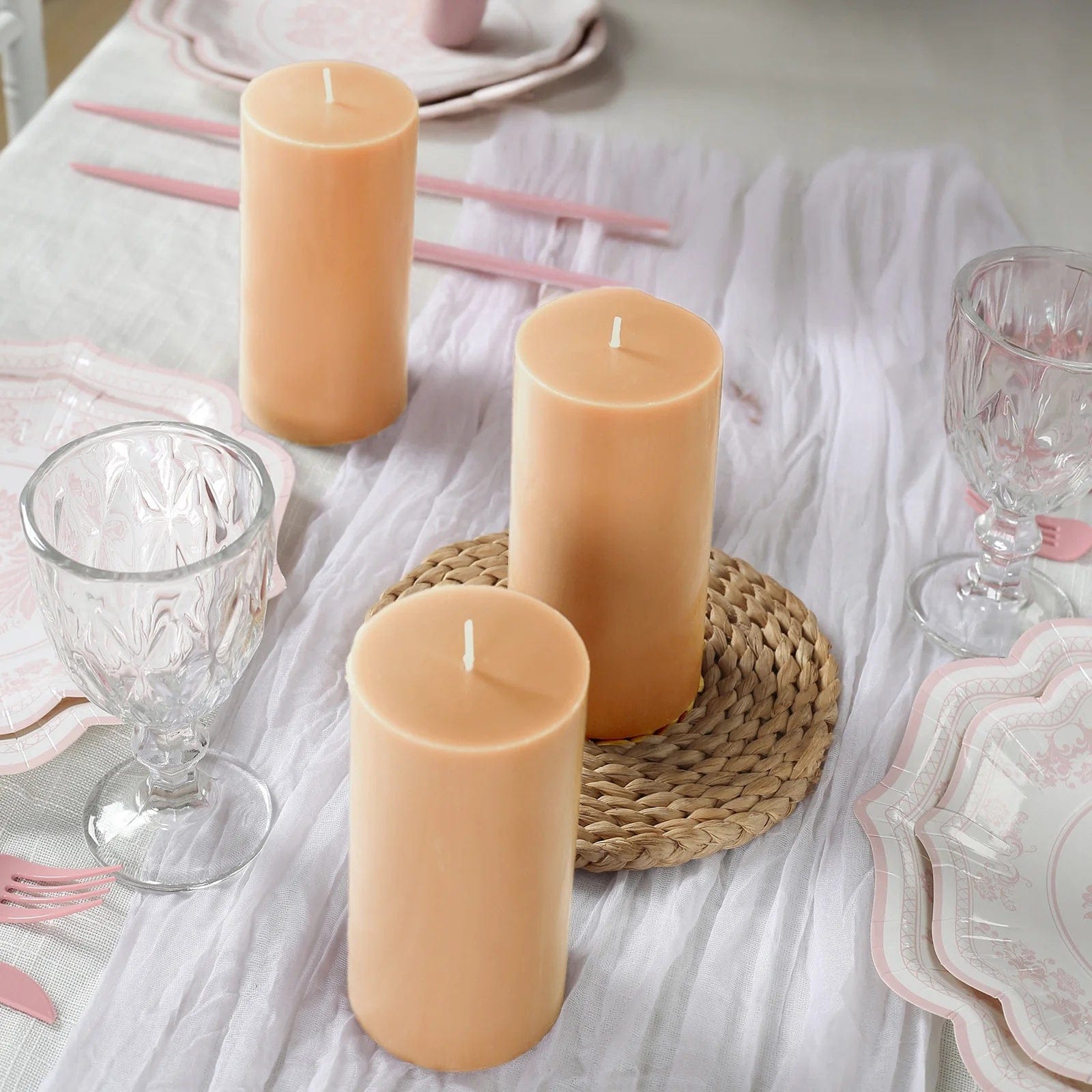 6 Dripless 3x6 in Round Unscented Pillar Candles