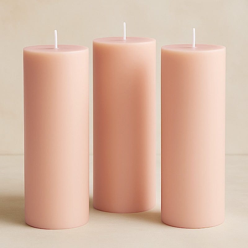 6 Dripless 3x9 in Round Unscented Pillar Candles