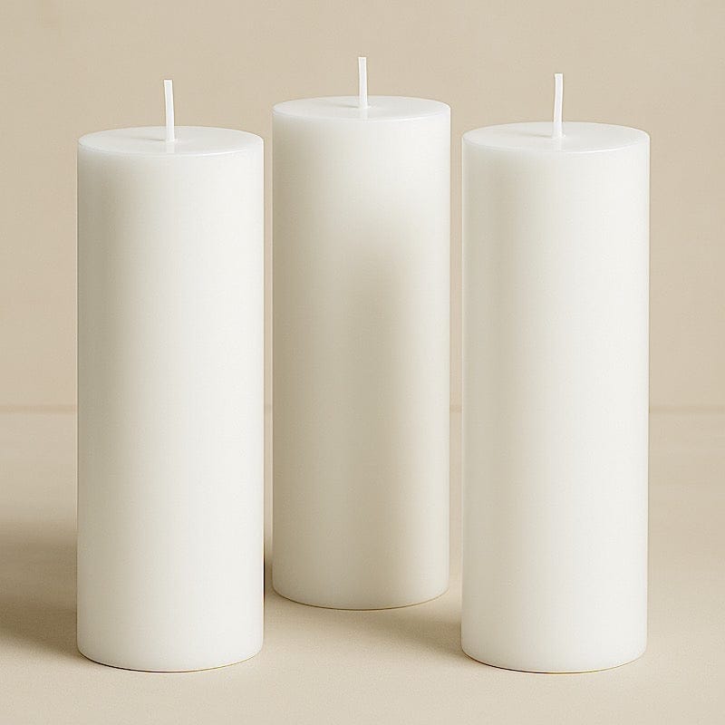 6 Dripless 3x9 in Round Unscented Pillar Candles