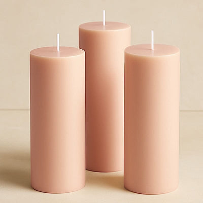 6 Dripless 3x9 in Round Unscented Pillar Candles