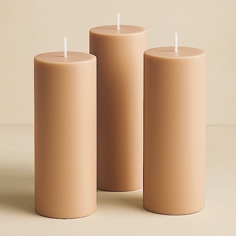 6 Dripless 3x9 in Round Unscented Pillar Candles