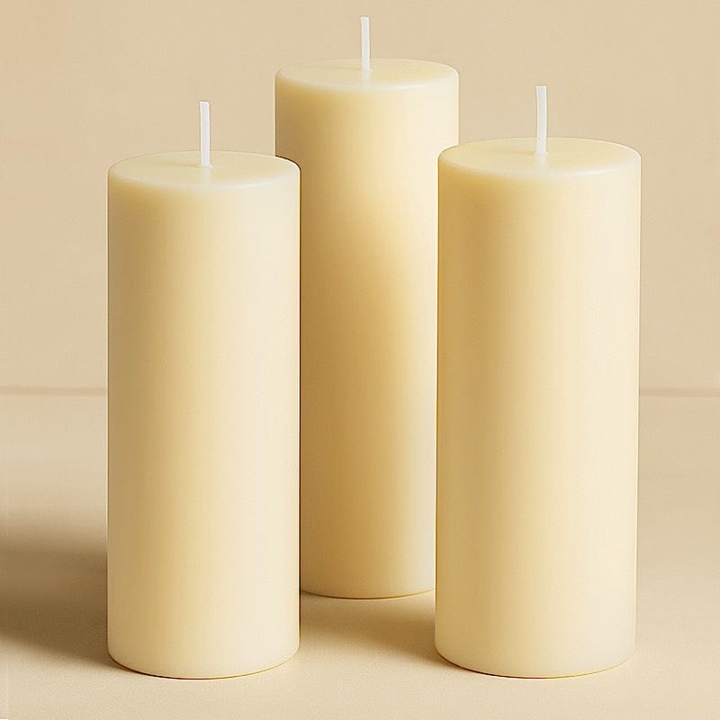 6 Dripless 3x9 in Round Unscented Pillar Candles