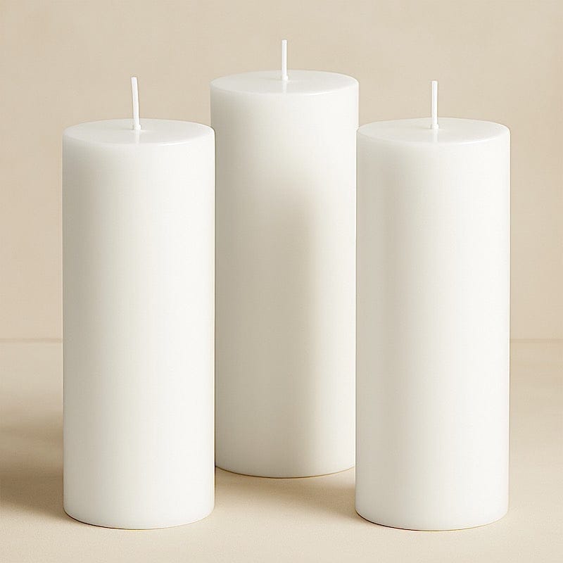 6 Dripless 3x9 in Round Unscented Pillar Candles