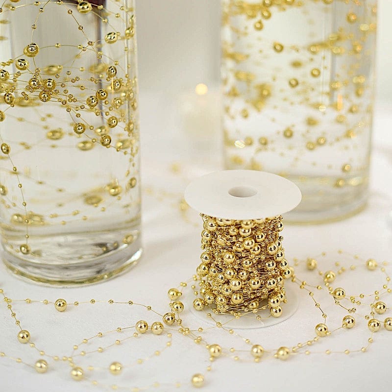 Pearl Beaded Garland Champagne/Gold 5ft, DIY Floating beaded garland pearls