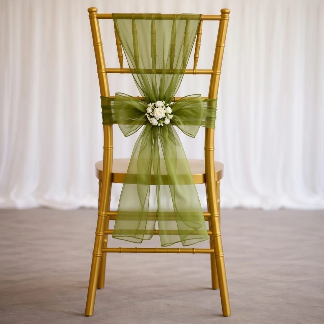 20 Reusable 6x108 in Sheer Organza Chair Sashes
