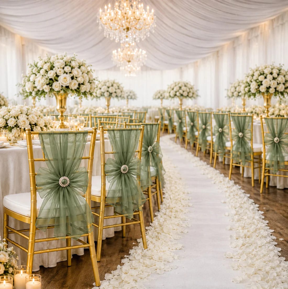 20 Reusable 6x108 in Sheer Organza Chair Sashes
