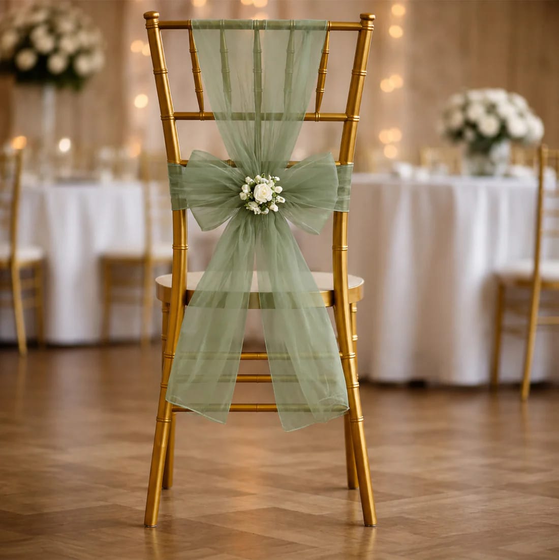 20 Reusable 6x108 in Sheer Organza Chair Sashes