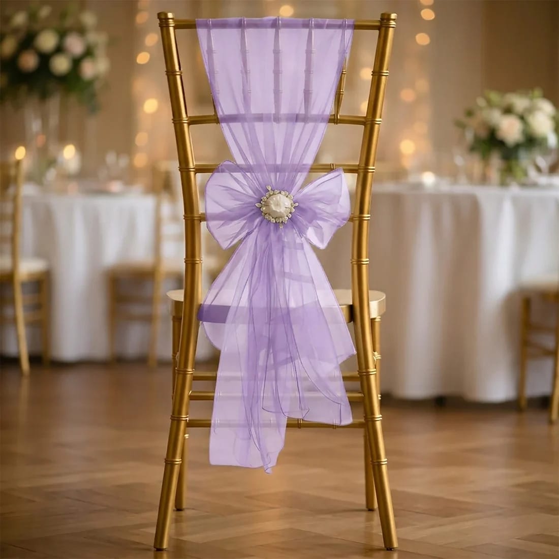 20 Reusable 6x108 in Sheer Organza Chair Sashes