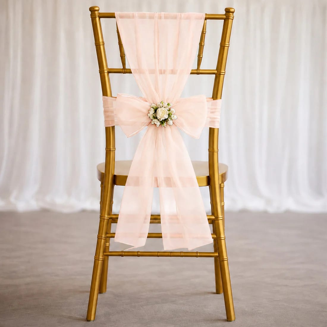 20 Reusable 6x108 in Sheer Organza Chair Sashes