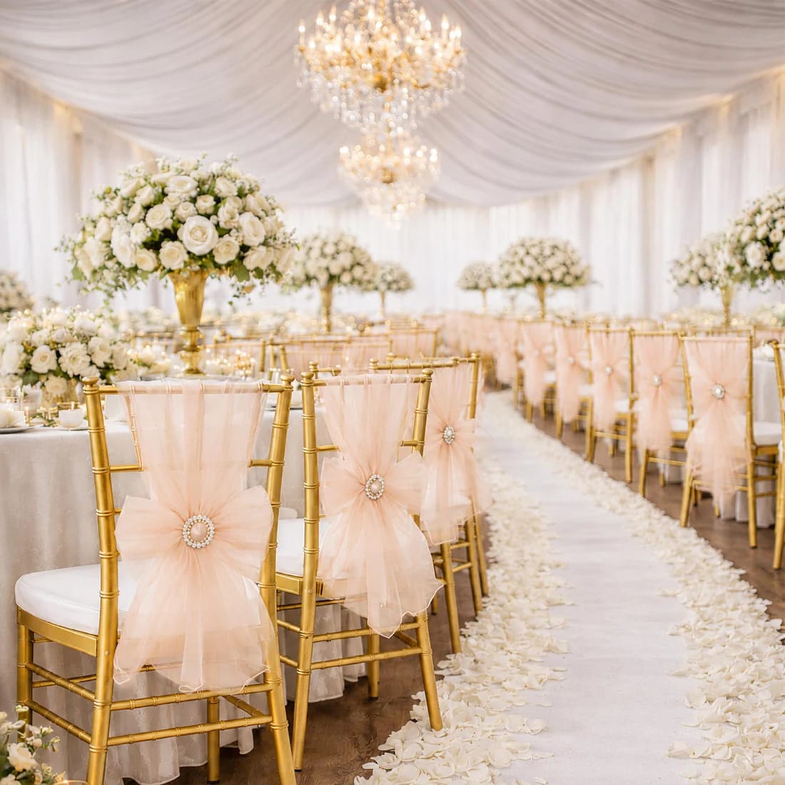 20 Reusable 6x108 in Sheer Organza Chair Sashes