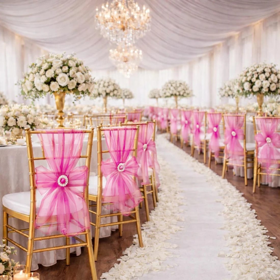 20 Reusable 6x108 in Sheer Organza Chair Sashes