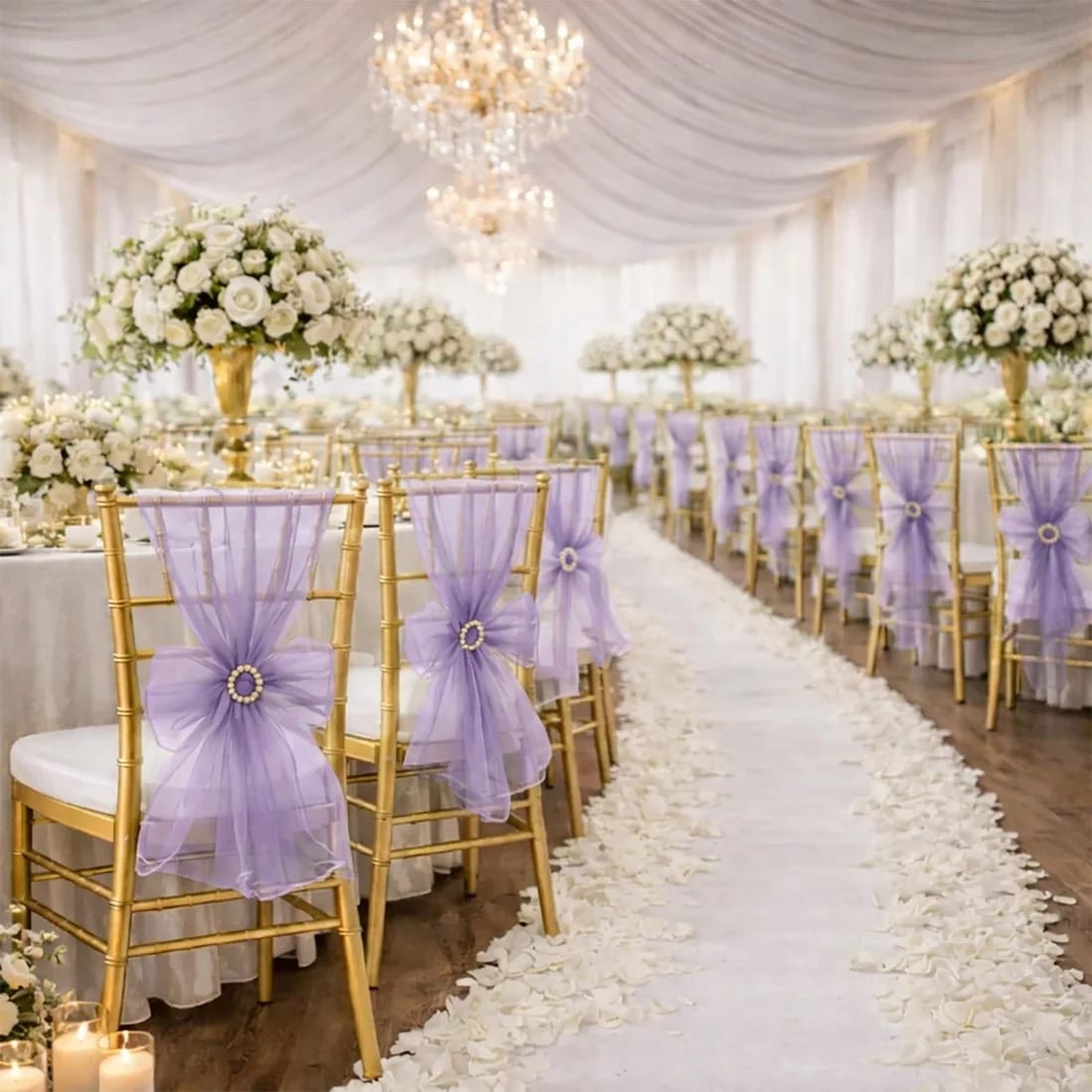 20 Reusable 6x108 in Sheer Organza Chair Sashes