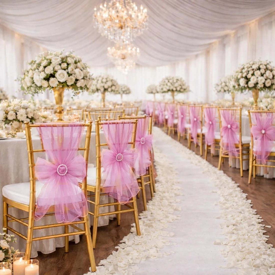 20 Reusable 6x108 in Sheer Organza Chair Sashes