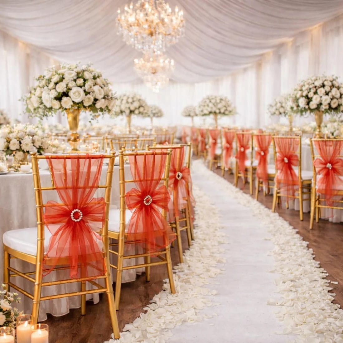 20 Reusable 6x108 in Sheer Organza Chair Sashes