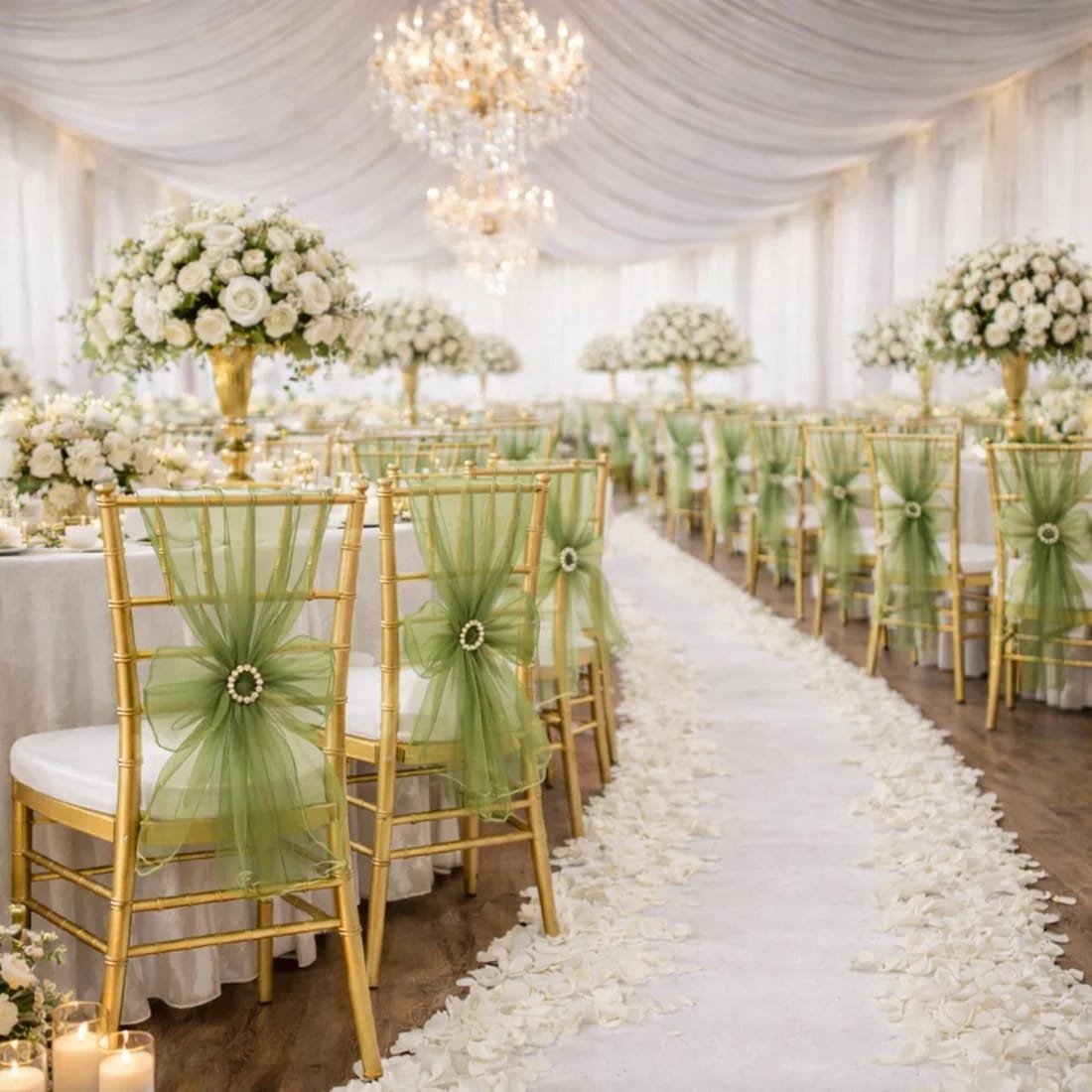 20 Reusable 6x108 in Sheer Organza Chair Sashes