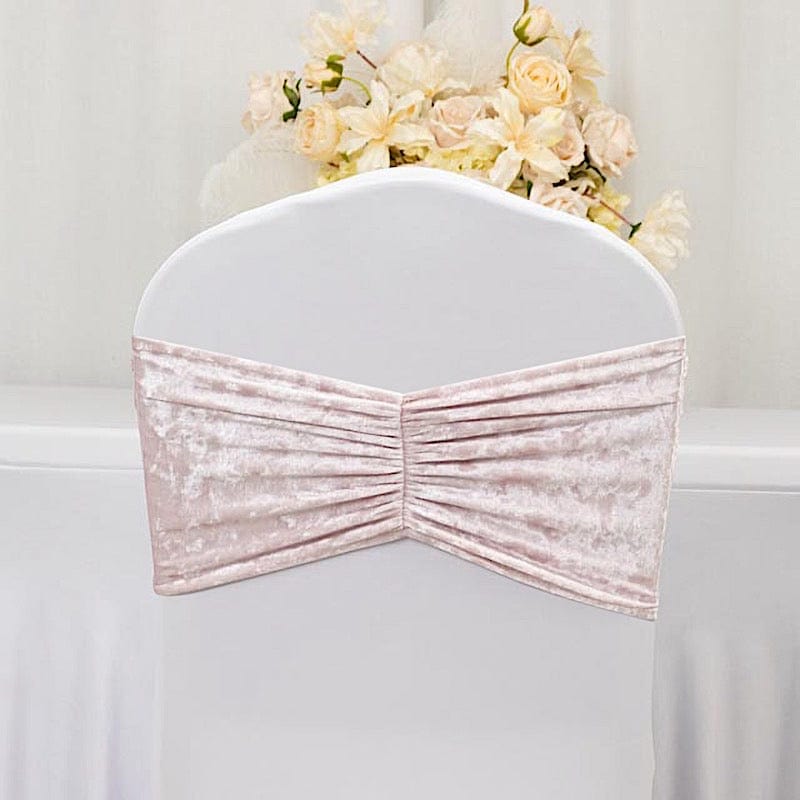 5 Crushed Velvet Chair Sashes with Wide Ruffle Style