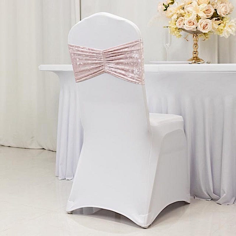 5 Crushed Velvet Chair Sashes with Wide Ruffle Style