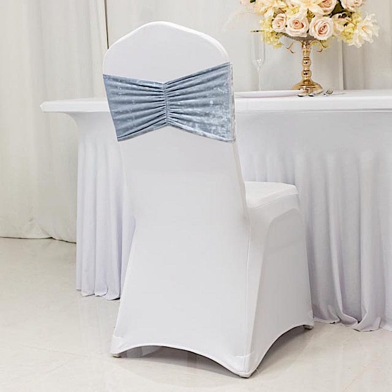 5 Crushed Velvet Chair Sashes with Wide Ruffle Style
