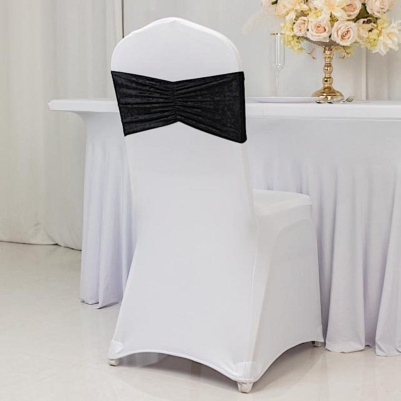 5 Crushed Velvet Chair Sashes with Wide Ruffle Style
