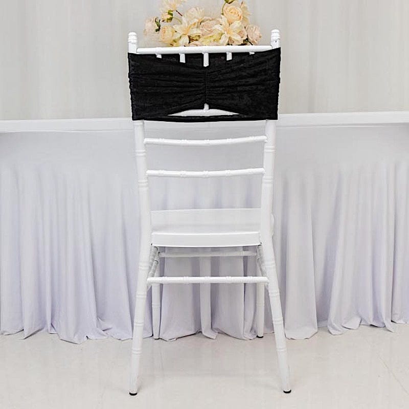 5 Crushed Velvet Chair Sashes with Wide Ruffle Style