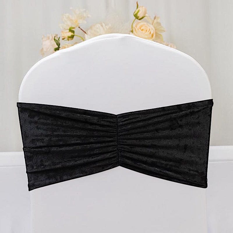 5 Crushed Velvet Chair Sashes with Wide Ruffle Style