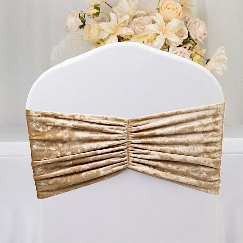 5 Crushed Velvet Chair Sashes with Wide Ruffle Style