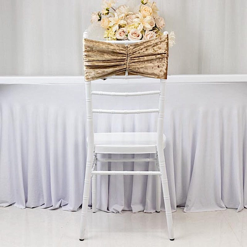 5 Crushed Velvet Chair Sashes with Wide Ruffle Style