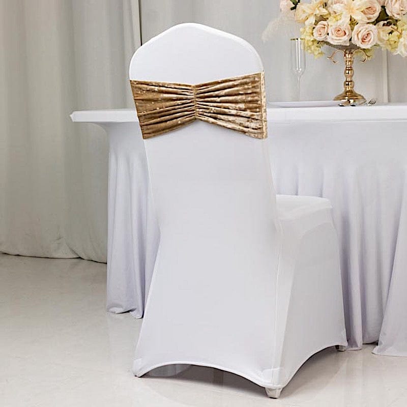 5 Crushed Velvet Chair Sashes with Wide Ruffle Style