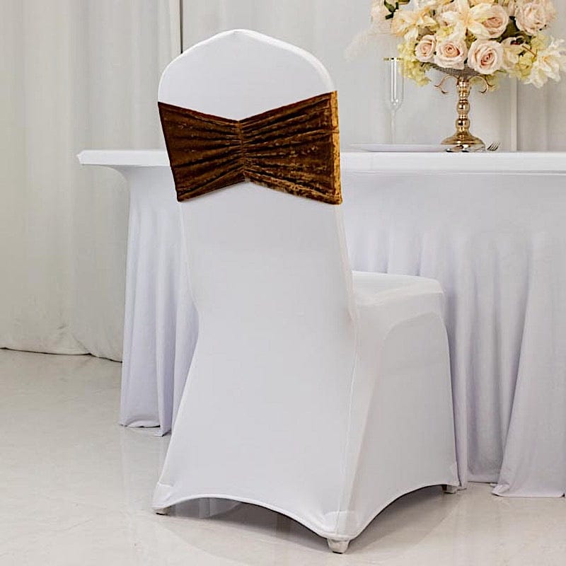 5 Crushed Velvet Chair Sashes with Wide Ruffle Style