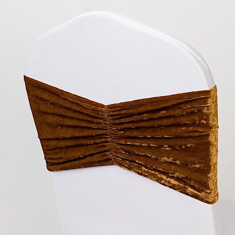 5 Crushed Velvet Chair Sashes with Wide Ruffle Style