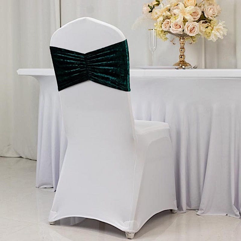 5 Crushed Velvet Chair Sashes with Wide Ruffle Style